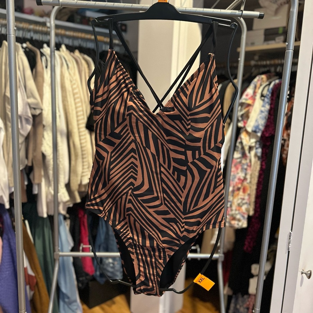 Hurley Black and Brown One Piece Swimsuit